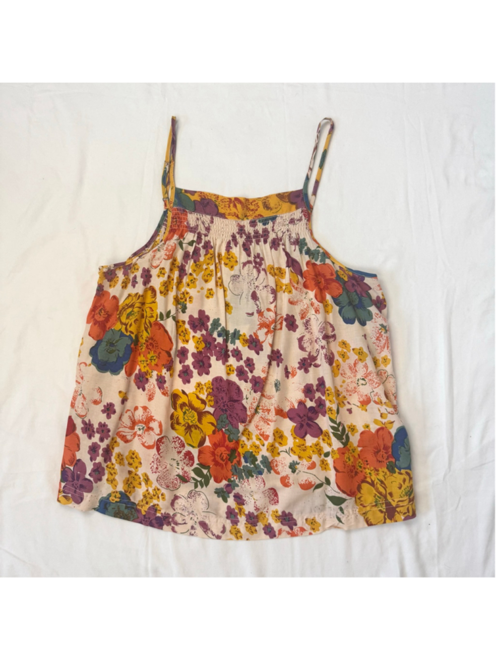 Anthropologie Daria Cami Top Floral Sleeveless smocked neckline Women’s Medium